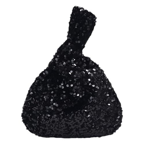 Image of Anopo Small Wristlet Purses for Women Sequin Knot Bag Evening Clutch Phone Pouch Black