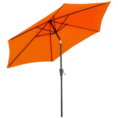 Image of Outsunny 2.6 m Garden Parasol Umbrella with Aluminium Pole, Outdoor Table Market Patio Umbrella Sun Shade with Tilt and Crank, Vent, Orange