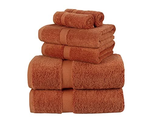 Image of La Maison 100% Egyptian Cotton 600GSM Superior Towel Bale Set Hand Towel Bath Towel 6 Piece Super Soft Everyday Use (Burnt Orange)