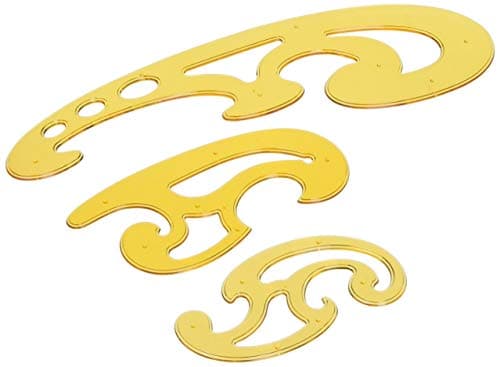 Image of Liquidraw French Curve Set of 3 - Orange Plastic | Technical Drawing Stencil Rulers | Inking Edge | Rounded Corners for Easy Measuring & Drawing Curved Lines | Technical Drafting & Dressmaking Tool