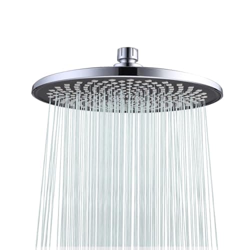 Image of Rainfall Shower Head Fixed Showerhead 8.8-Inch Round Bathroom Rainhead Overhead Waterfall Shower Head with Adjustable Swivel Ball Joint | G1/2" Universal Fitting | ABS Chrome