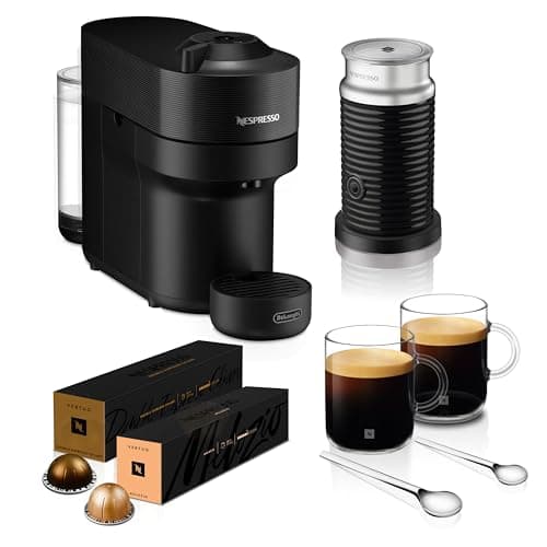 Image of Nespresso Vertuo Pop Barista Coffee Machine Bundle by De'Longhi, Compact Footprint, Starter Kit Includes Coffee Capsules, Mugs, Milk Frother And Spoons, ENV90.B+Caps