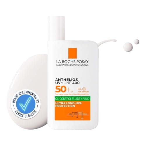 Image of La Roche-Posay Anthelios UVMune 400 Oil Control Invisible Fluid SPF50+, Mattifying Sunscreen For Oily Blemish-Prone Skin, Ultra Long UVA Protection, Sweat Resistant, Non-Comedogenic, 50ml