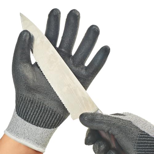 Image of Vgo... 1 Pair Cut Resistant Gloves with Coat Nitrile Palm,HPPE Anti Cutting Gloves Liner,Safety Work GlovesEN388 level C,ANSI Level 3(Size XL,Grey,SK2131)