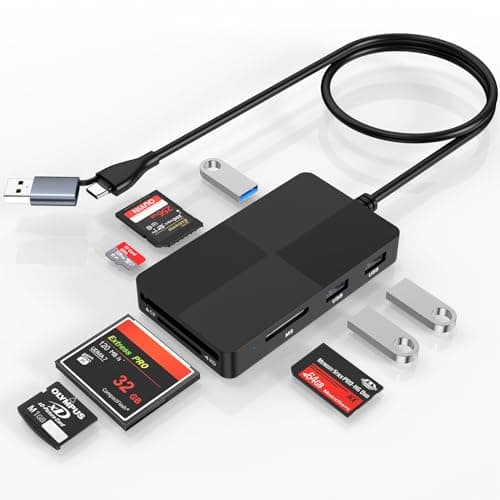 Image of USB 3.0 Multi Card Reader, 8 in 2 SD Card Reader Hub Adapter for SD/TF/CF/XD/MS/Micro SD/USB 3.0, Read 8 Ports Simultaneous for SDXC SDHC CFI Micro SDXC/SDHC MS MMC UHS-I,for Windows/Mac/Linux/Android
