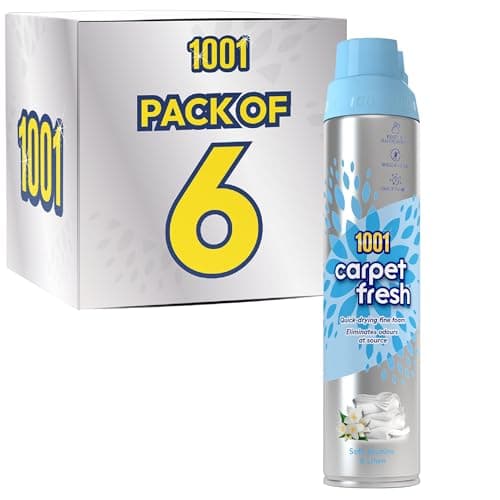 Image of 1001 Carpet Fresh Spray Soft Jasmine & Fresh Linen Fragrance, Hours Of Freshness, For Use On Carpets, Rugs & Upholstery, Pack of 6x 300ml Can