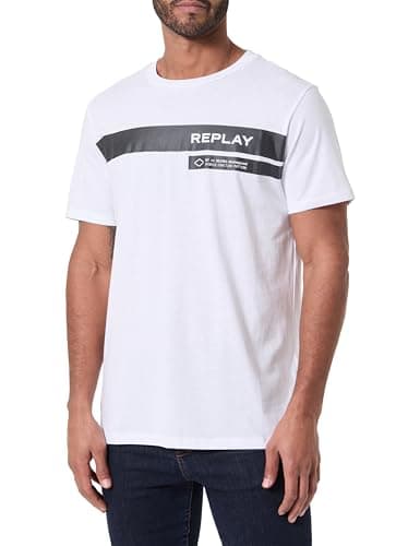 Image of Replay Men's Short Sleeve Cotton T-Shirt, White 001 (White), S