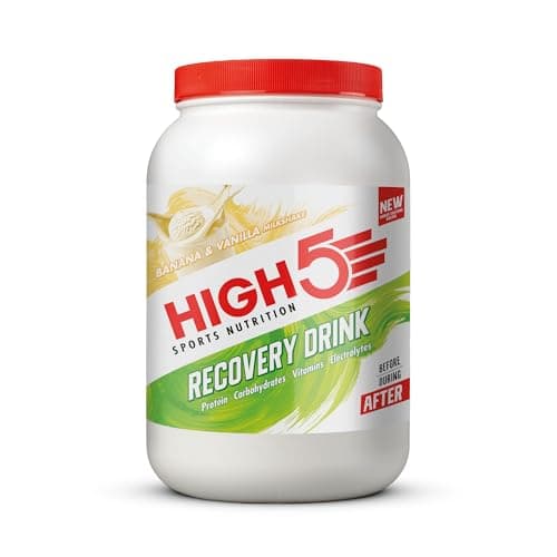 Image of HIGH5 Recovery Drink - Carbohydrate and Whey Protein Powder (20g) for Muscle Recovery with Electrolytes Powder - Fast-Absorbing Post Workout Shake (Banana & Vanilla Milkshake, 1.6kg - 32 Servings)