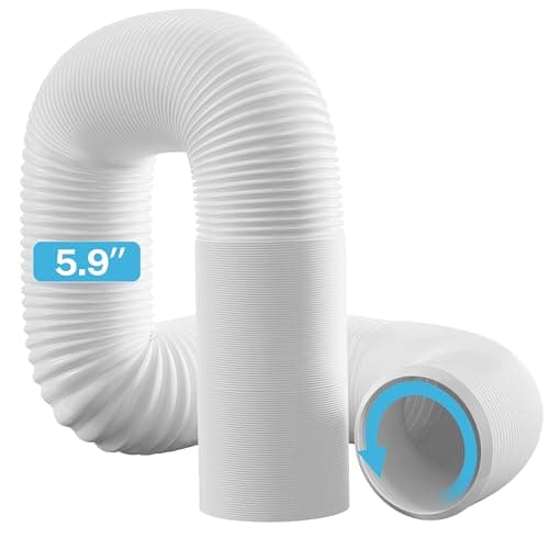 Image of Hon&Guan Portable Air Conditioner Hose, 150mm 5.9" Diameter 1.5m Length AC Exhaust Pipe, Anti-Clockwise Thread PP Material Heat Resistant Compatible with LG, with Delonghi and More