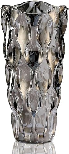 Image of CEMABT 9.5inch 3.4 lb Glass Vases for Flowers Unbreakable Thickened Morden vase for Tables Centerpieces,Colorful,Vintage and Clear Rose Large Flower vases for Bouquet Unique Gifts (Grey)
