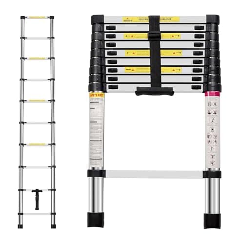 Image of Neo Extendable Portable Foldable Telescopic Ladder Multi-Purpose Stainless Steel Telescoping Ladder Sturdy Loft Ladder with EN131 Certificate (2.9M)