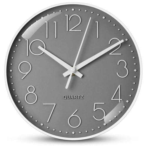 Image of Aolso Wall Clock Silent & Non Ticking Modern, 8 inch Battery Operated Round Wall Clock, Easy to Read, Modern Quartz Design Decorative Indoor Kitchen Office