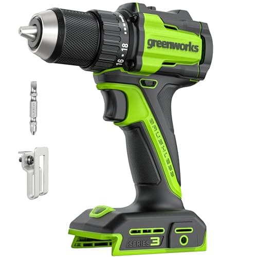 Image of Greenworks 24V Cordless Brushless 45Nm Drill Driver, Lightweight, LED Work Light,18+1 Clutch Without USB-C Battery and Charger DD345