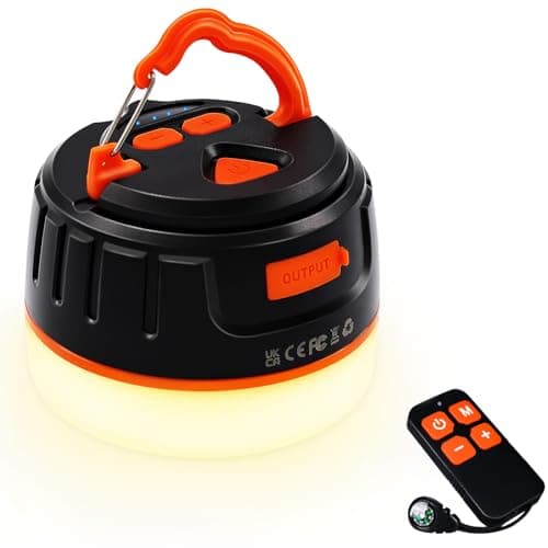 Image of lanktoo Rechargeable Camping Lantern with Remote Control & Power Bank - USB C Camping Light 300H Running, 5 Modes Waterproof Tent Light W/ Magnetic Base for Power Cut Fishing Emergencies