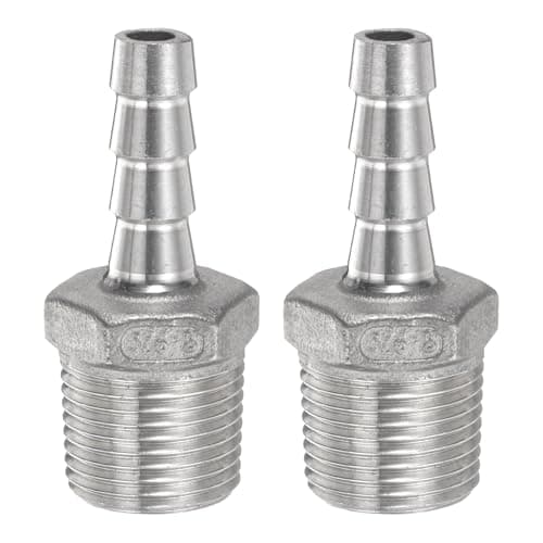 Image of sourcing map 2pcs Stainless Steel Hose Barb Fitting 0.3" (8mm) Barbed x g 3/8" Male Pipe Fitting Air Hose Barb Fittings Coupler Thread Connector Adapter for Water Fuel
