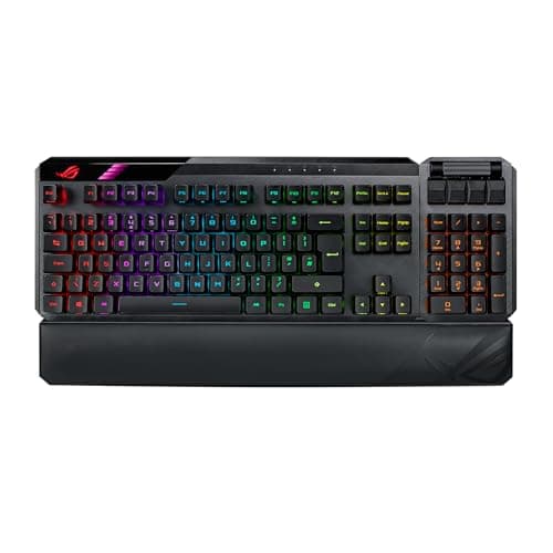 Image of ASUS ROG Claymore II 100% / 80% TKL Wireless RGB Modular Gaming Keyboard, ROG RX Red Switches, PBT Doubleshot Keycaps, Detachable Numpad, Wrist Rest, Media Controls, USB Passthrough-Black, UK Layout