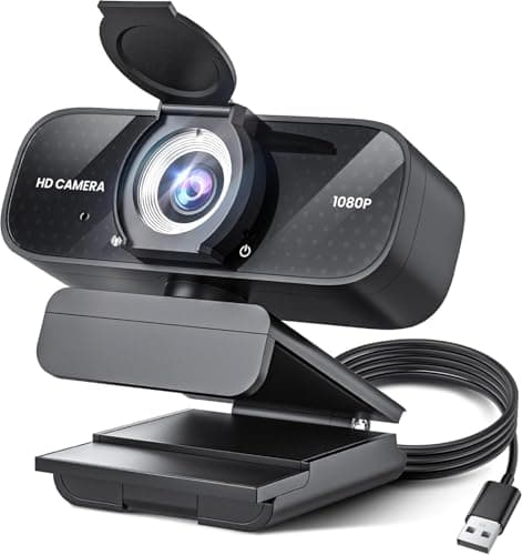 Image of TRAUSI 1080P HD Webcam with Microphone, Noise Cancellation, Privacy Cover, Wide-Angle Lens, Auto Light Correction, Plug & Play USB Webcam for Laptop, Desktop, PC, Mac, Zoom, Skype, Streaming Black