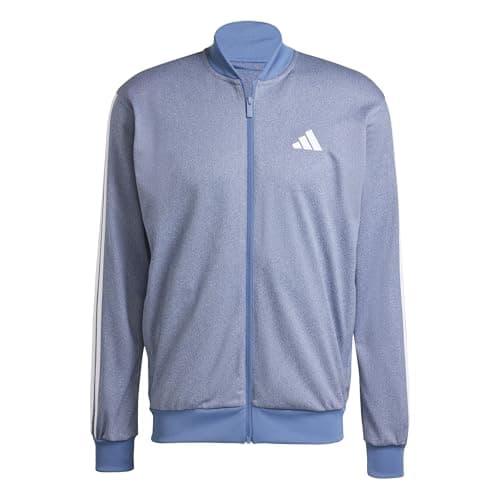Image of adidas Men's TRICOT REGULAR FIT TRACK TOP MELANGE, DARK BLUE MELANGE, XS