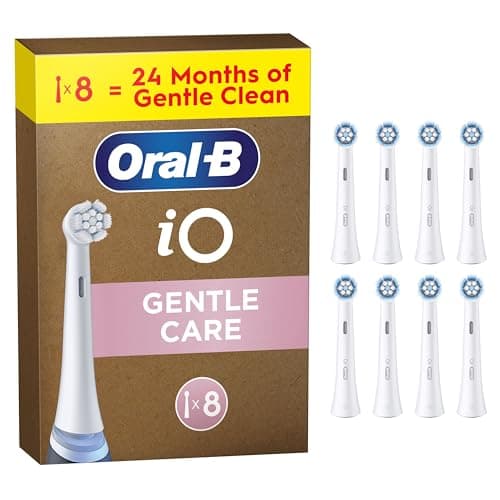 Image of Oral-B iO Gentle Care Original Electric Toothbrush Heads, White, Pack of 8 Oral B Replacement Toothbrush Heads with Extra Soft Bristles for Sensitive Gums & Gentle Plaque Removal, Packaging May Vary