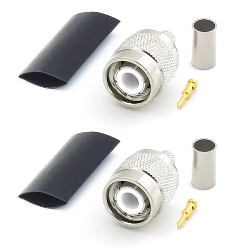 Image of RANGEFUL TNC Connector TNC Male Connector for RG58 LMR195 RG303 RG141 RG142 RG400 Coaxial Cable RF TNC Crimp Plug Nickel Plated (Pack of 2)