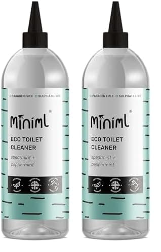 Image of Miniml Eco Toilet Cleaner Spearmint & Peppermint 1L - All Natural Limescale Remover, Descaler and Heavy Duty Refill Rim & Bowl Cleaning Liquid Antibacterial Bleach - 100% Vegan & Cruelty Free