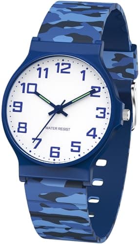 Image of SOCICO Kids Analog Watch Boys Girls Watch, 30M Waterproof Sports Watches for Teen for Ages 8-16, Easy to Read Children's Watch Kids Great Birthday Gifts Christmas Day (Camo - Blue)