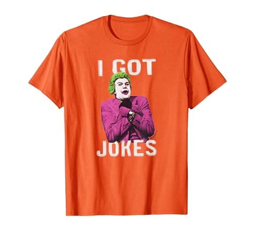 Image of Batman Classic TV Series The Joker Got Jokes T-Shirt, Men, Orange, 3X-Large