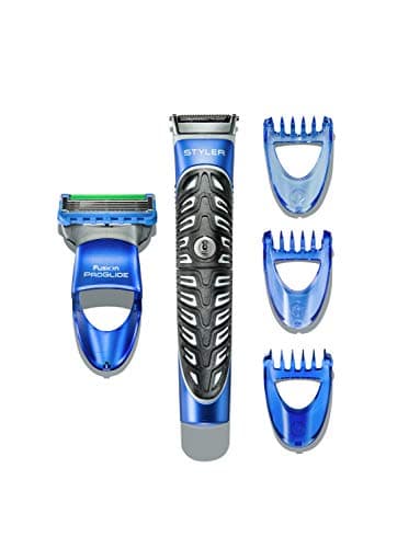 Image of Gillette Fusion ProGlide All Purpose Styler Men's Razor + Shaving Gel Gift Set, 200 ml, with 3 Trimmer Combs, Wet & Dry, 100% Waterproof