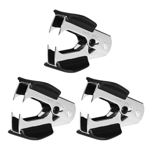 Image of JIKIOU Staple Remover with Steel Jaws, 3 Pack Extra Wide Finger Grip Staple Pull Tool with Safety Lock for School Office Home, Black