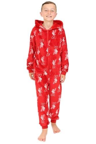 Image of Liverpool Football Club Boys Red Fleece Sleepsuit Kids All in One (6-7 Years)