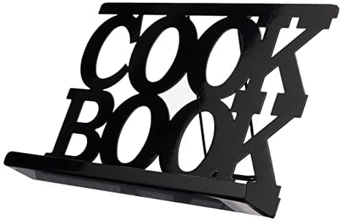Image of Premier Housewares Cook Book Stand for Recipe Book | Black Enamel Cookery Book Stand for Reading Cookbook | Recipe Book Holder Display Stand on your Kitchen Counter