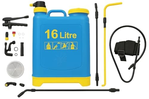 Image of DEEJAAH® 16 Litre Knapsack Sprayer, Pump Action Manual Garden Sprayer with Adjustable Nozzle & Lockable Trigger - Weed Killer Pressure Spray - Ideal for Pesticides, Fungicides, Insecticides
