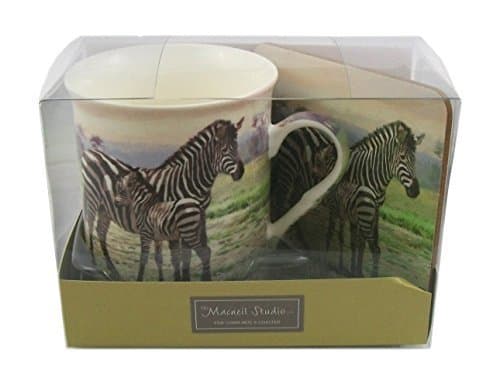 Image of new gift boxed Zebra mug and coaster set,MacNeils studio wildlife