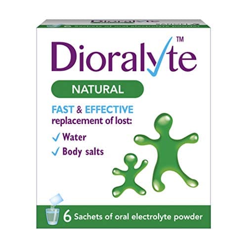 Image of Dioralyte Natural - Fast and Effective Supplement Treatment for Reducing Dehydration and Replacing Electrolytes (mineral salts) of Lost Body Water and Salts- Natural - 6 Sachets