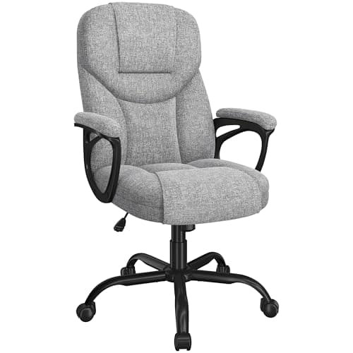 Image of Yaheetech Fabric High Back Office Chair Executive Ergonomic Desk Chair with Armrests, Adjustable Height, Tilt Function, Home Office, Gray