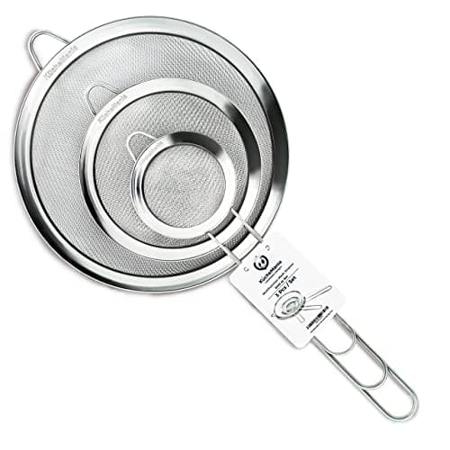 Image of Küche Mania Sieves and Strainers Set – 3 Pack Stainless Steel Fine Mesh Sieve (7cm, 12cm, 18cm) | Rust Free, Dishwasher Safe, Flour Sifter for Baking & Cooking