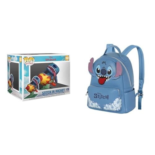 Image of Funko Pop Rides Deluxe Stitch Rocket – Lilo & Stitch Collectible Figure, Disney Heady Backpack 24.5×29 cm 8L Blue