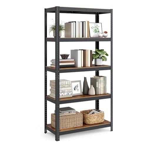 Image of SONGMICS Shelving Unit, 40 x 90 x 180 cm, 875 kg Load Capacity (175 kg per Shelf), Industrial, Adjustable Storage Shelves, for Living Room, Kitchen, Garage, Rustic Brown and Black GLR040B11