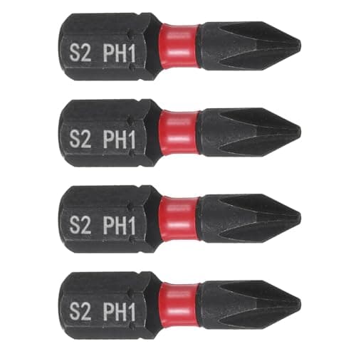 Image of TA-VIGOR 4pcs PH1 Phillips Screwdriver Bits, 1/4" Hex Shank 25mm/1" Length Magnetic Cross Head Hex Bits, S2 Steel Hex Screwdriver Bit for Furniture Assembly DIY Repair