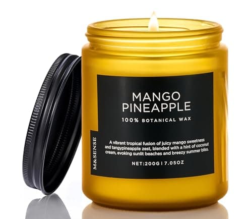 Image of M&SENSE Mango Pineapple Small Soy Wax Scented Candles Gifts for Women Men 200g 50H Organic Candle for Home Decor Patio Friend Non Toxic Aromatherapy Candles for Summer Vibes Relaxing