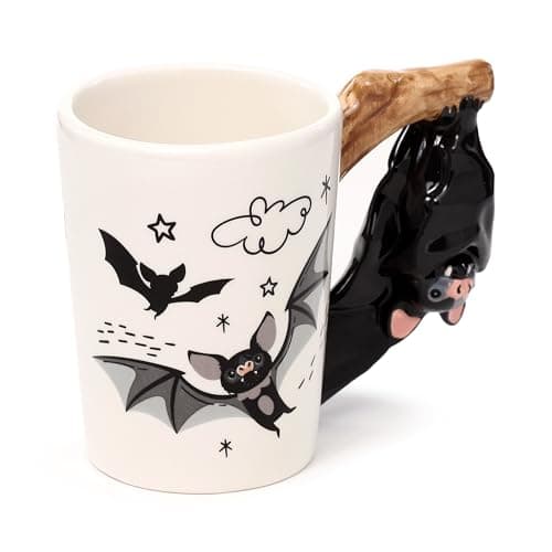 Image of Puckator Bat Ceramic Shaped Handle Mug - Funny Home Accessories - Cute Gifts for Girlfriend - Large Mugs for Men Women Hot Drinks - Cute Cups Presents - Secret Santa Gift - Cup Set