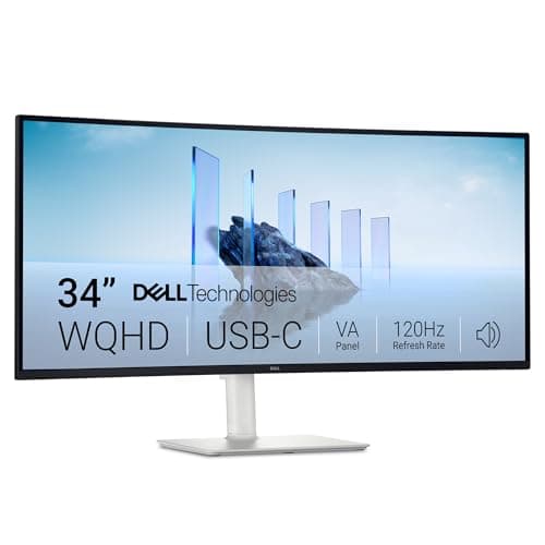 Image of Dell 34 Plus USB-C Monitor - S3425DW, WQHD (3440x1440), 21:9 Curved, 120Hz, VA, 1ms, AMD FreeSync Premium, HDR10, Height Adjust, Built-in Speakers, 2 USB-C, 2 HDMI, 3 Year Warranty