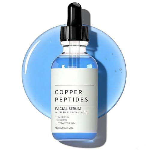 Image of GHK-CU Copper Peptides Serum With Hyaluronic Acid, Firming Collagen Booster Face Serum For Women Mature Skin Daily Skincare Routine, Deep Hydrating Anti Wrinkle Serum, 30ML
