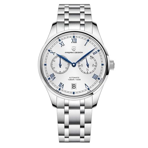 Image of Pagani Design Men's Watch Classic 41mm Automatic Mechanical Stainless Steel Wristwatch Sapphire Glass Waterproof Date Luxury Casual Watch (Steel White)