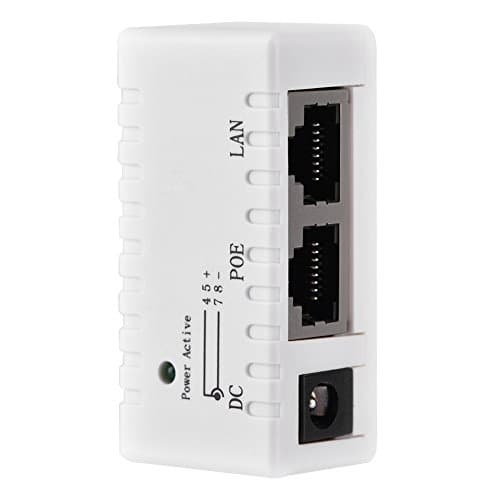Image of Baxnore POE Splitter Power Over Ethernet Injector Adapter 10M 100Mbps High Speed Network Compatible with Standard POE LAN Port Durable ABS Material for AP Router Switch Black White (White)