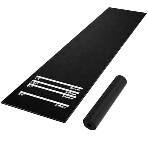 Image of LN COZY CORNER Professional Darts Mat with 4 Standard Throwing Lines Oche - Heavy Duty Non-Slip Rubber Floor Protection Mat for Steel & Soft Tip Darts - Size 300cm x 62cm