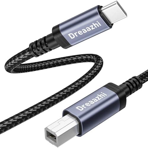Image of Dreaazhi USB C Printer Cable 2M, Braided Compatible with HP, Epson, Canon Printer, Scanner, Lexmark; USB C to USB B Cable for MacBook Pro/Air, iMac, XPS, ASUS, Lenovo Computers