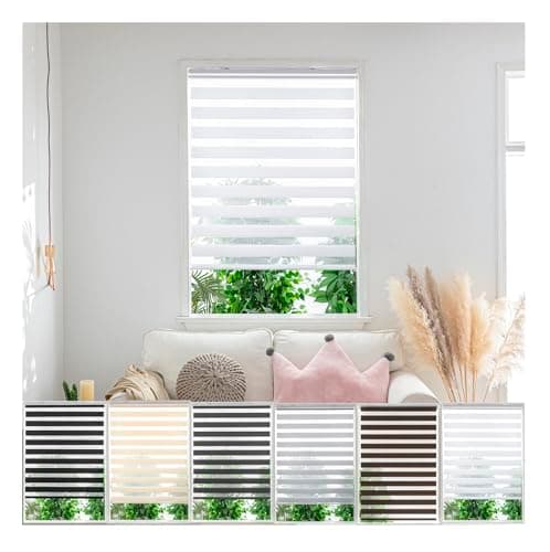 Image of Zebra Day Night Roller Blinds - Made to Measure Day and Night Roller Window Blind with Light Filtering Privacy - Easy Fit Custom Roller Blind by Aprica (Colour White - Width 70cm Max - Drop 210cm)