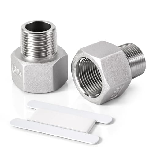 Image of Bwintech 2 Pcs 1/4" Male to 1/2" Female BSP Thread Stainless Steel 304 Hex Bushing Reducing Connector for Pipe Connecting Conversion