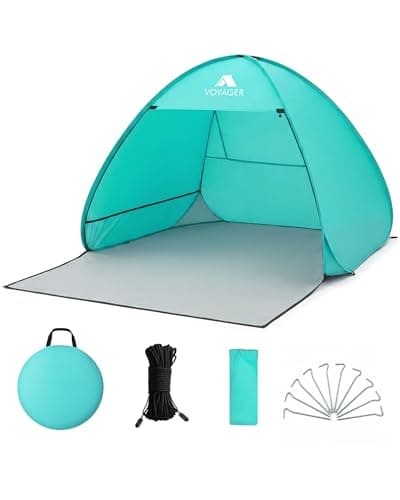 Image of Voyager Beach Tent – Super Easy Pop-Up, Large Space, UPF 50+ UV Protection, Premium Quality, Lightweight & Portable, Versatile Outdoor Shade, 2-Person, Compact Folded Size (Teal)